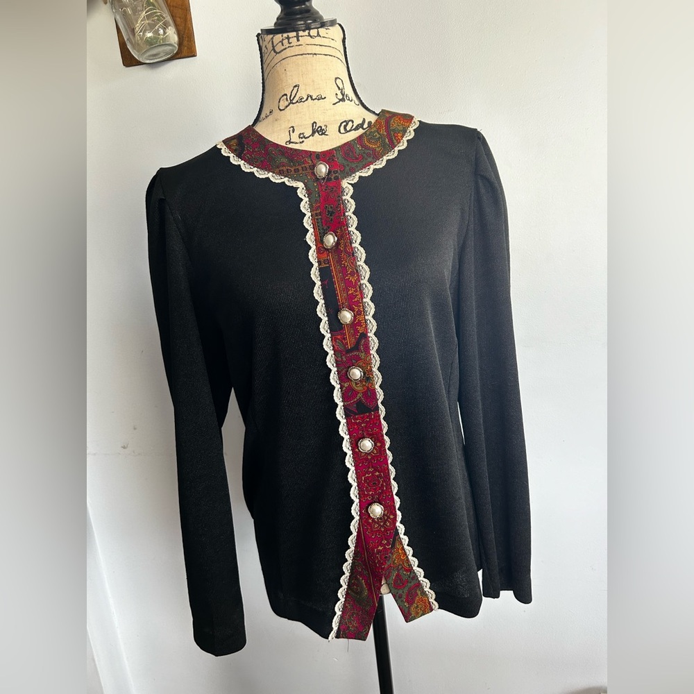 Good Times vintage cardigan‎ timeless boho chic paisley print cottage core
